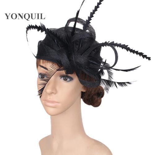 Kentucky Derby Ivory Red Black Fascinator Fedora Hats Loop Hair Accessories Elegant Women Bridal Wedding Event Headdress SYF277