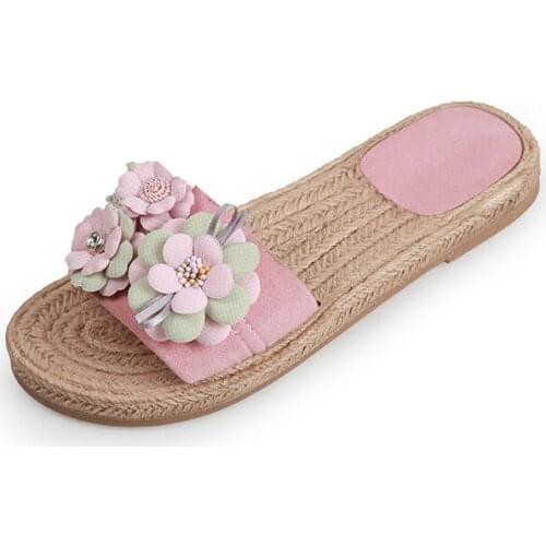 Celebrity Slipper Womens Summer Fashion Outer Wear Slippers Versatile Platform Anti-slip Sandals Flat Flower Sandals flip-flops