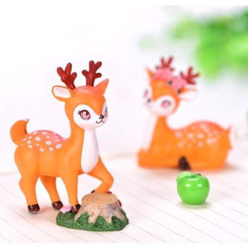 ZOCDOU 1 Piece Sika Deer Cute Deer Model Small Statue Figurine Crafts Figure Ornament Miniatures DIY