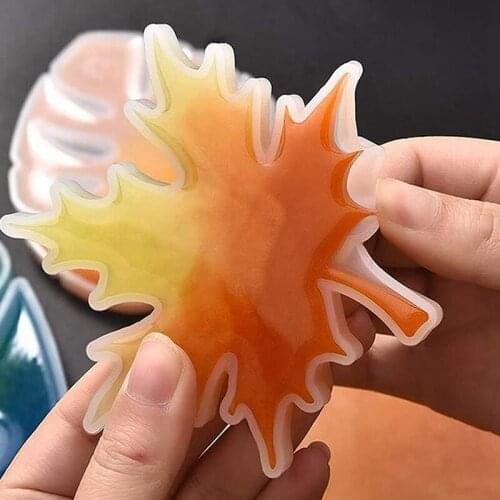 2PCS Leaf Coaster Molds for Resin Casting Silicone Coaster Mold for Epoxy Resin Epoxy Coaster Mold Maple Leaf Mold