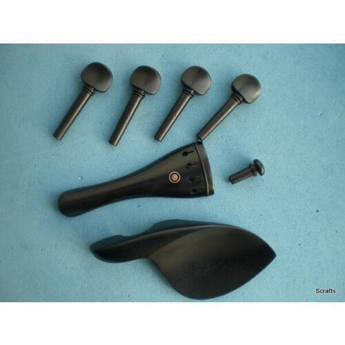 3 Sets Quality 4/4 set Ebony Violin parts including Chin rest tail piece & pegs end pin