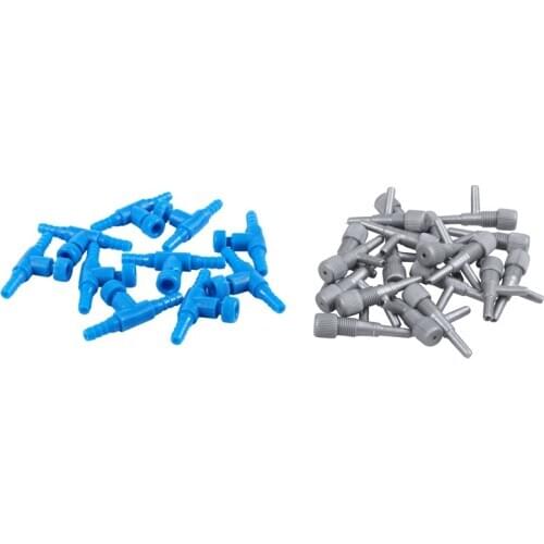 30 Pcs Plastic Aquarium Air Valves:10 Pcs Aquarium Fish Tank 2 Way Air Pump Control Valves, Blue & 20 Pcs Aquarium Fish Oxygen A