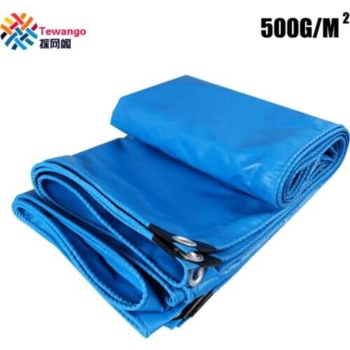 500gsm Heavy Duty Waterproof Tarpaulin 0.4mm Thicken Soft Blue Tarp Poly Tent Canopy Cover Camping Ground Sheet With Grommets
