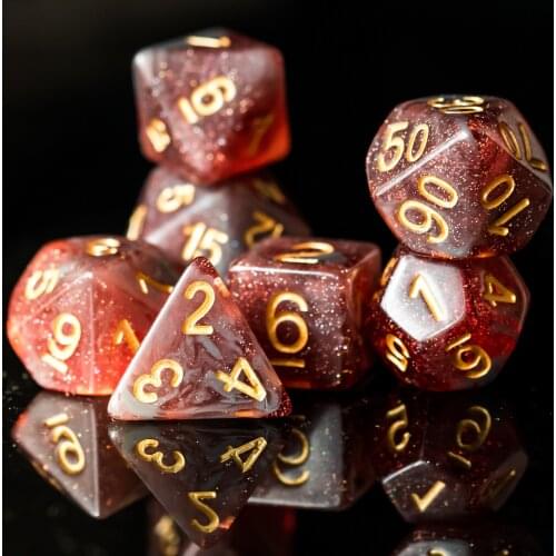 7Pcs/set Red Gray DND Dice D&D Dice Glitter D4 D6 D8 D10 D% D12 D20 Polyhedral Games Dice Set for Table Games MTG RPG