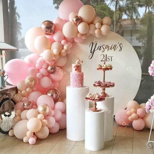 92PCS Peach Baby Pink Skin Pastel Macaron Balloon Garland Arch Wedding Baby Shower Party Backdrop Wall Balloons Decor