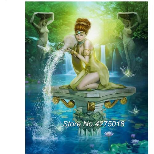 Full square round drill Embroidery full display 5D DIY Diamond Painting Mosaic Aquarius Zodiac Star sign Cross Stitch YG650