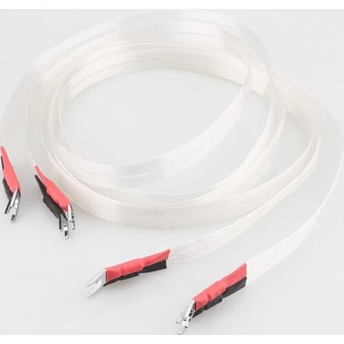Audiocrast Pair HiFi Audio Speaker Cable OCC Silver Plated Loudspeaker Cable Spade Plug Terminal Audiophile