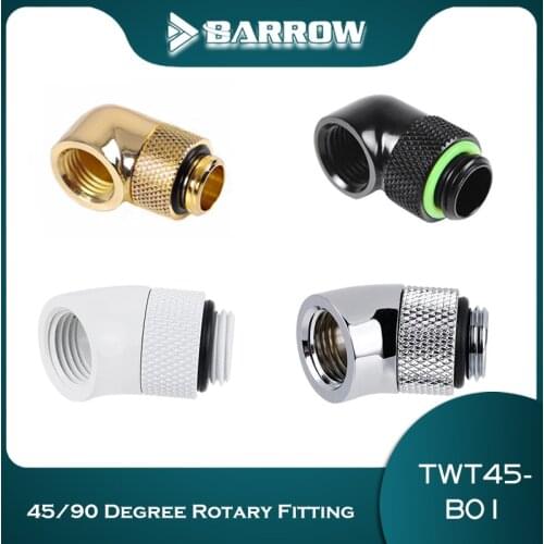 Barrow 6PCS 45/90 Degree Rotary Fitting , G1/4" Rotatable 45 Adapter , For Cooling Equipment Adjust Connect Direction TWT45-B01