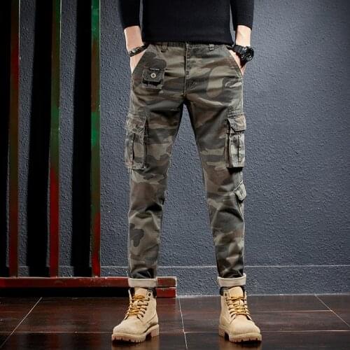 Newly Designer Fashion Men Pants High Quality Slim Fit Multi Pockets Casual Cargo Pants Men Overall Military Camouflage Trousers