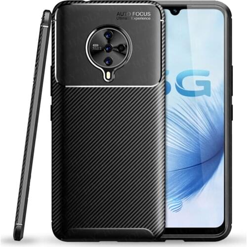 For vivo S6 5G Case Cover Soft Silicone Anti-knock Bumper Carbon Fiber Matte Back Cover For vivo S6 5G Phone Case For vivo S6 5G