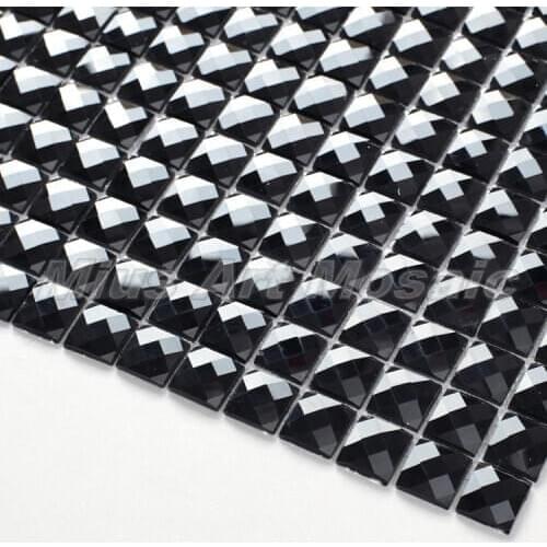 Black mosaic glass mirror tiles B6005