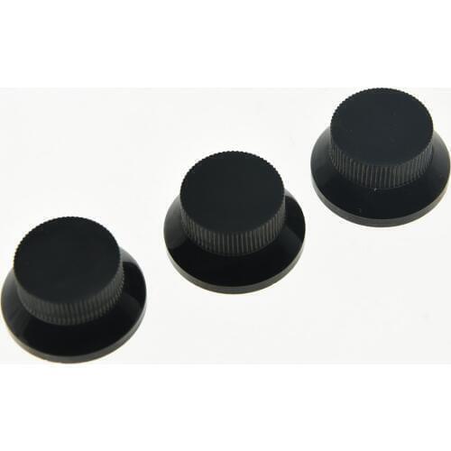 KAISH 3pcs Black Metal ST Strat Knobs Top Hat Bell Guitar Bass Knob for 5.8mm Pots