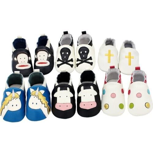 Cartoon Baby Girls shoes Genuine Leather Baby moccasins Soft sole Newborn boys Indoor shoes 0-24M Baby shoes