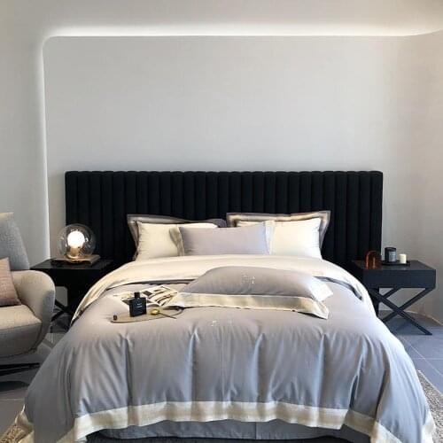 Elegant Duvet Cover Set Golden Embroidery edge with Zipper Premium Egyptian Cotton Solid Color Bedding Set Bed Sheet Pillowcase