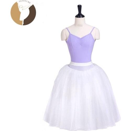 FLTOTURE LL2005 Adult White Half Skirt 4 Layers Soft Tulles Ballet Practice Costumes Skirts Rehearsal Short Dresses For Sale