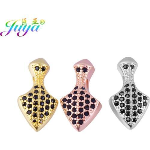 Ali Moda DIY Jewelry Findings Supplies Black Zircon Heart Arrow Hole Charm Beads Accessories For Natural Stones Jewelry Making