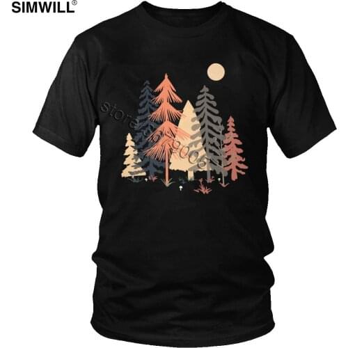 Vintage A Spot In The Wood T-Shirts for Men Print Cotton Tees Top Crew Neck Short Sleeve Forest Tree T Shirts Big Size Clothing