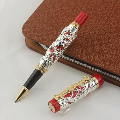 School supplies JINHAO gel pen Dragons stationery Roller ball pen caneta with pen bag for choose Metal Dragon Ink Pens