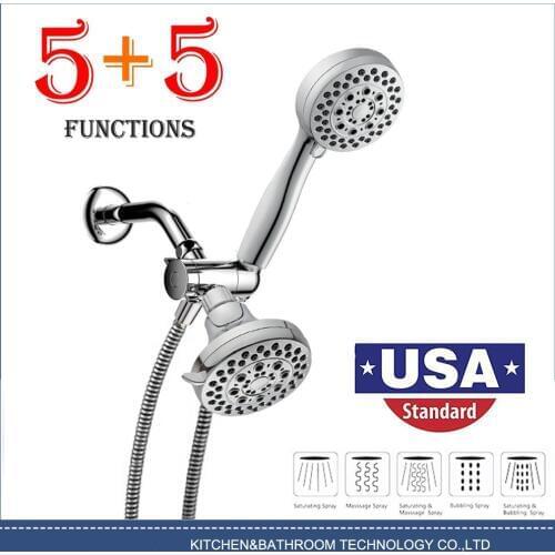 Bathroom chrome ABS plastic rainfall top shower head,5 mode Complete set