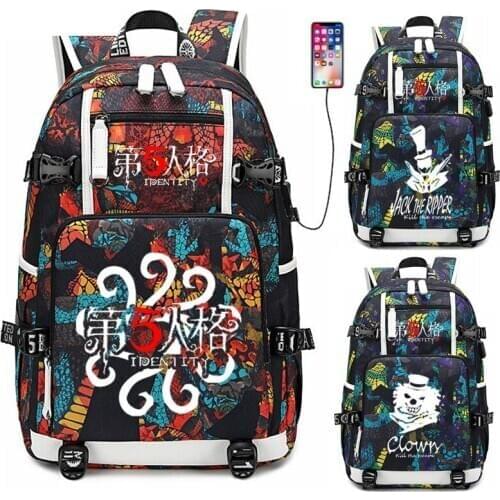 Game Identity V Jack The Ripper Backpack USB Port Rucksack Bag Snake Pattern Student Teenagers School Bag travel Laptop Bag