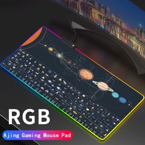 Solar System Sexy Anime Girl Gaming Computer Mousepad RGB Large Universe Nebula Mouse Carpet Big Pad PC Desk Mat with Backlit