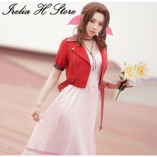 Irelia H Store Final Fantasy VII remake version Cosplays Aerith Cosplay Costume summer dress female