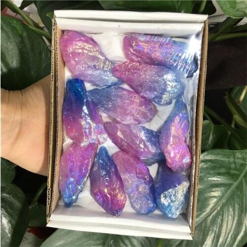 600-750g Crystals Stones Colorful Angel Flame Aura Quartz Minerals Gemstones For Collection DIY Jewelry Material Gift