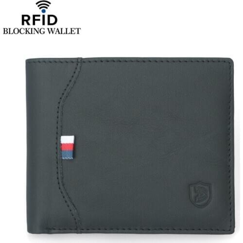 Wholesale Genuine Leather RFID Wallet Male Multifunctional Card Holder Wallet with Coin Purse 50PCS/lot