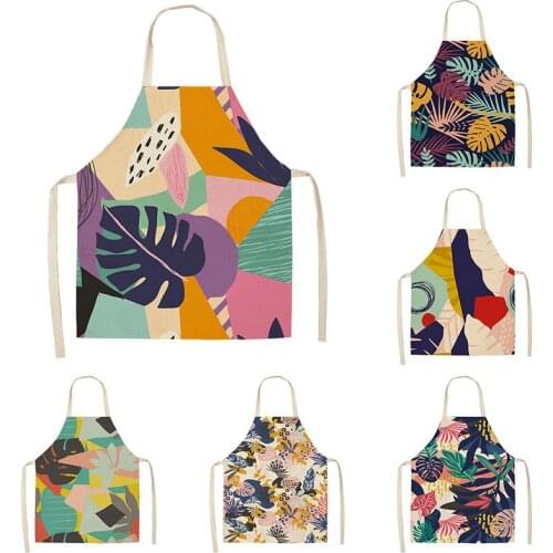 Tropical Plant Antifouling Kitchen Apron Cotton Linen Sleeveless man women Chef Cooking Aprons Kitchen accessories 68*55cm