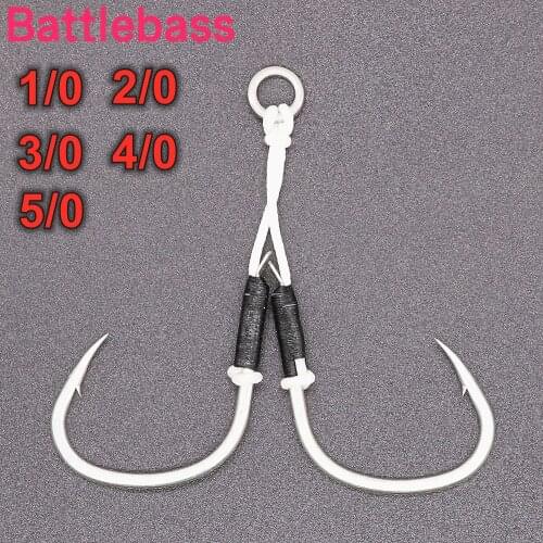 Slow Jig Hook 1/0 2/0 3/0 4/0 5/0 Metal Jig Assist Jig Hook With Antirust Coating Stainless Steel Solid Ring Fishing Hook