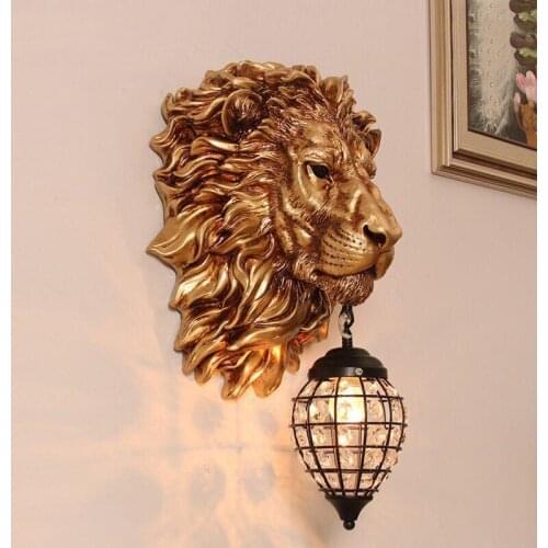 Minimalism Luxury Lion Animal Shade Wall Lamp for Home Decor Kitchen Wall Light Vintage Bedroom Indoor Lighting Wall Sconce Lamp