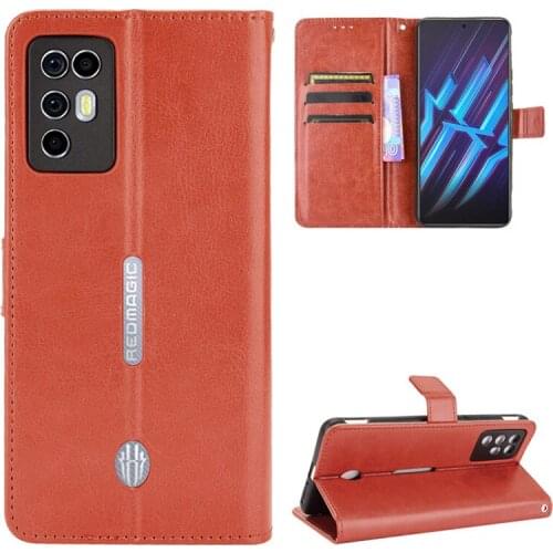 Apply to nubia Red Magic 6R leather mobile phone shell clamshell retro magnetic mobile phone shell protective case