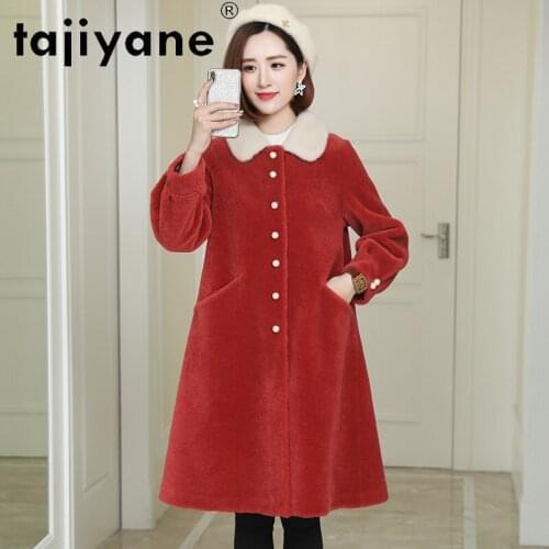 Coats Winter Womens Real Fur Coat Woman 100% Wool Jackets Women Genuine Mink Fur Collar Jacket Mujer Parkas TN759