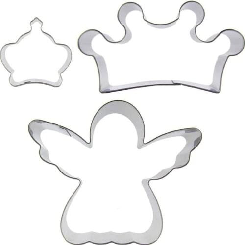 Petit Coronas, Crown, Angel shaped 3 piece biscuit cutting molds, baking tools, cake decorating soft candy tools