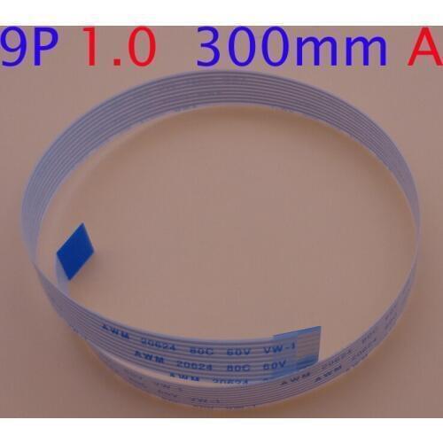 2pcs 9pin FFC FPC flat flexible cable 1.0mm pitch 9 pin A Forward Length 300mm Ribbon Flex Cable AWM 20624 80C 60V VW-1