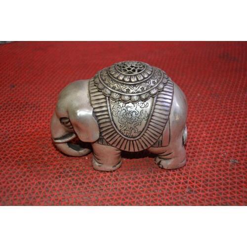 Collectable Ming Dynasty (xuan de1426-1438)Silver Dragon Incense Stove\Censer,Elephant,Free Shipping