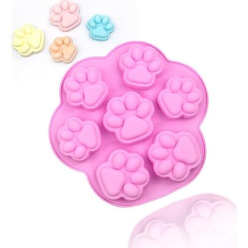 Pet Cat and Dog Paw Silicone Mold DIY 7-hole Fondant Cake Decoration Tool Cookie Ice Cube Cartoon Chocolate Mold