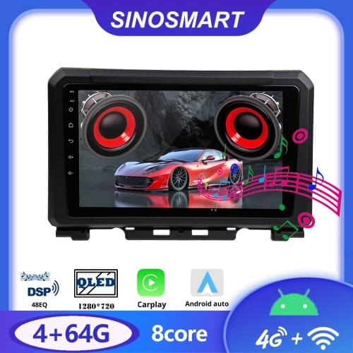 Sinosmart 8 Core,DSP 48EQ Car GPS Navigation Radio for Suzuki Jimny 2007-2019 2din 2.5D IPS/QLED Screen