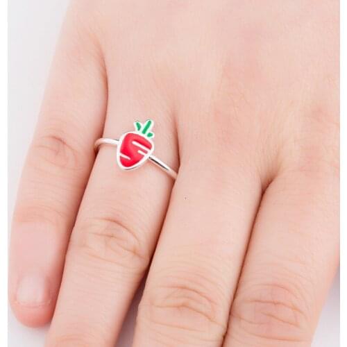 SMJEL Fashion jewelry Cute Enamel Carrot Ring Women Anel Cartoon Bunny Rabbit Cuff Rings Jewelry Gift Girl SYJZ174