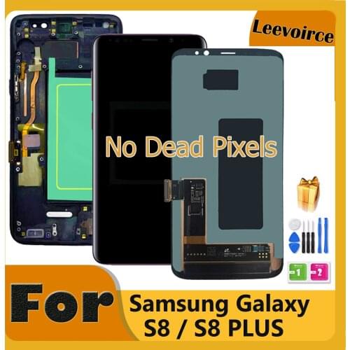 Super Amoled S8 G950F LCD For Samsung Galaxy S8 Plus G955F LCD Screen Frame Display Assembly SM-G950F G955F LCD Display + Tool