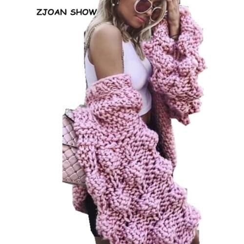 Street V Neck Ball shape Cardigan Sweater Retro Women Long Sleeve Knitted Knitwear Jumper kleding jerseis mujer femme 5 Colors