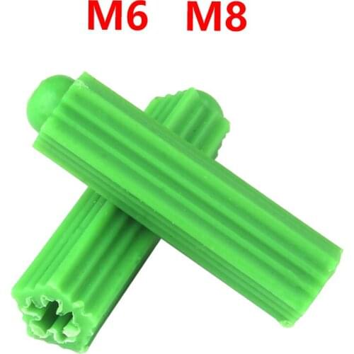 M6 M8 Green Plastic Expansion Tube/rubber Plug/nylon Plunger/Drywall Plastic Wall Plug Anchor Plug Fixing Wall Anchor 200pcs
