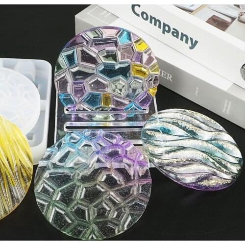 1 Set Coaster+Base Stand Epoxy Resin Mold Cup Mat+Storage Rack Silicone Mould