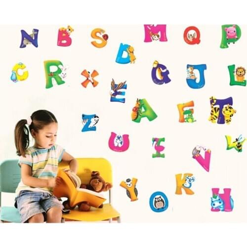 1pcs A-Z Alphabet&Animals Removable Wall Glass Stickers Decals Nursery Decor for Kids