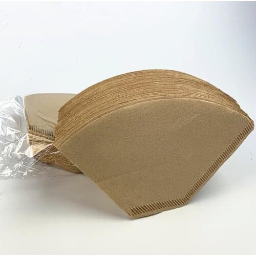 100Pcs Wooden Coffee Maker Replacement Professional Filters Paper Unbleached Cone Shape Drip Coffee Filter 2-4 Cup Espresso Tool