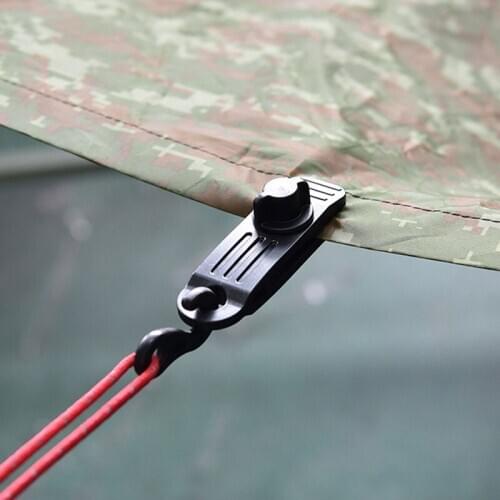12 Pcs Reusable Tent Awning Clamp Outdoor Camping Canvas Tighten Fixing Trap Clip Wind Clip + Rope Tent Accessories