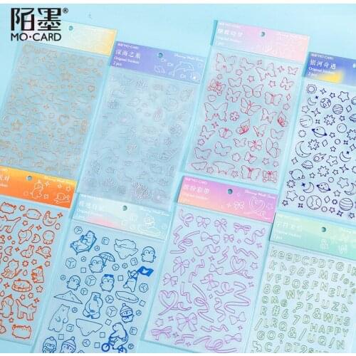 2 sheets/set Transparent flash laser pvc sticker DIY photo album star chase scrapbook decoration material sticker