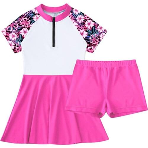 2021 Kids Girls Children Floral Printed Swimsuit Girls Swimwear Two piece Tankini Set Summer Beachwear Kids Girls Bathing Suits