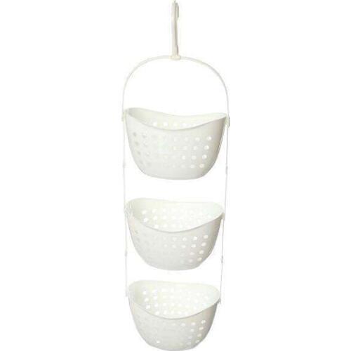3 Tier Plastic Basket Shower Caddy Hanging Rack Tidy Shelf Organiser Storage,White
