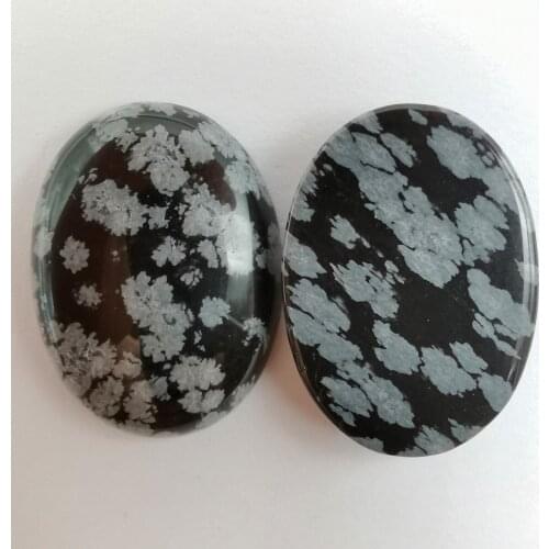 30x22MM Snowflake Obsidian Stone Bead Oval Cabochon CAB GEM Jewelry Making (2pcs/lot) H265